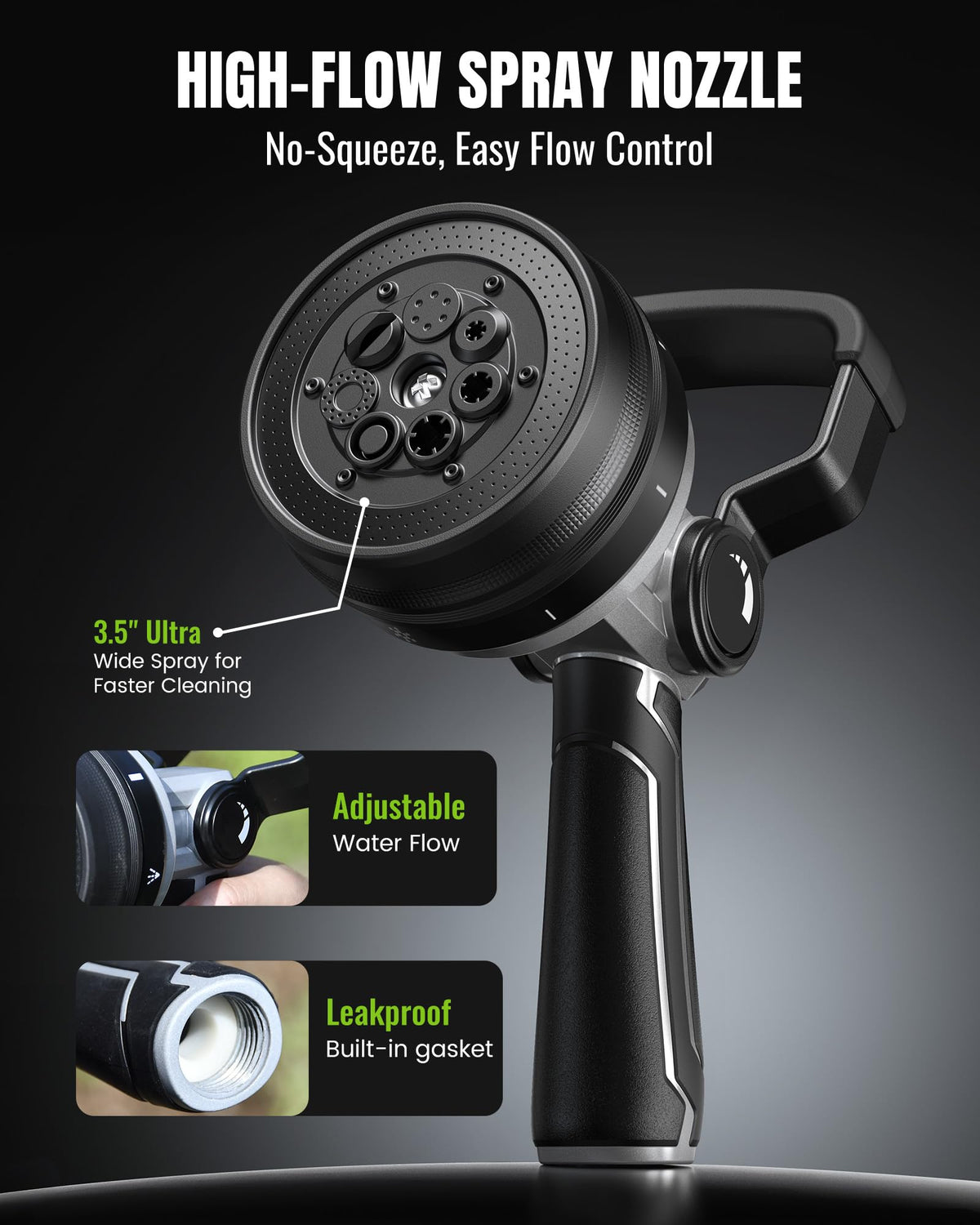 RAINPOINT hose nozzle flow-control enables precise water volume.