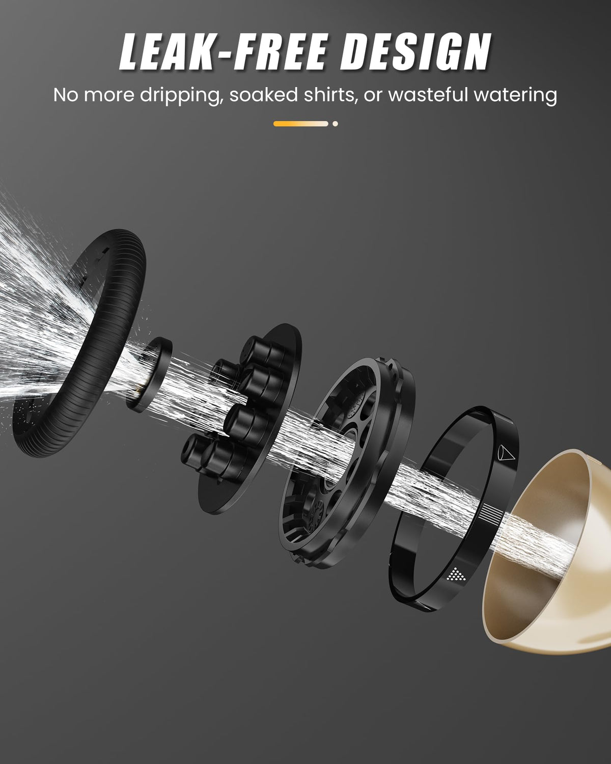 RAINPOINT nozzle with three-quarter-inch NH connector ensures a leak-free fit.