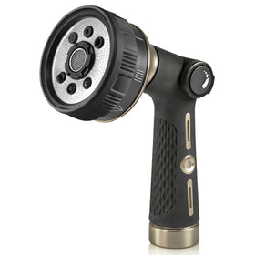 RainPoint hose sprayer nozzle with eight patterns for versatile watering.