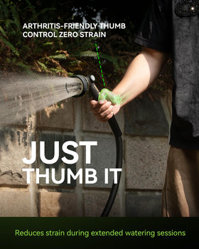 RainPoint hose sprayer thumb-control grip enables comfortable long use.