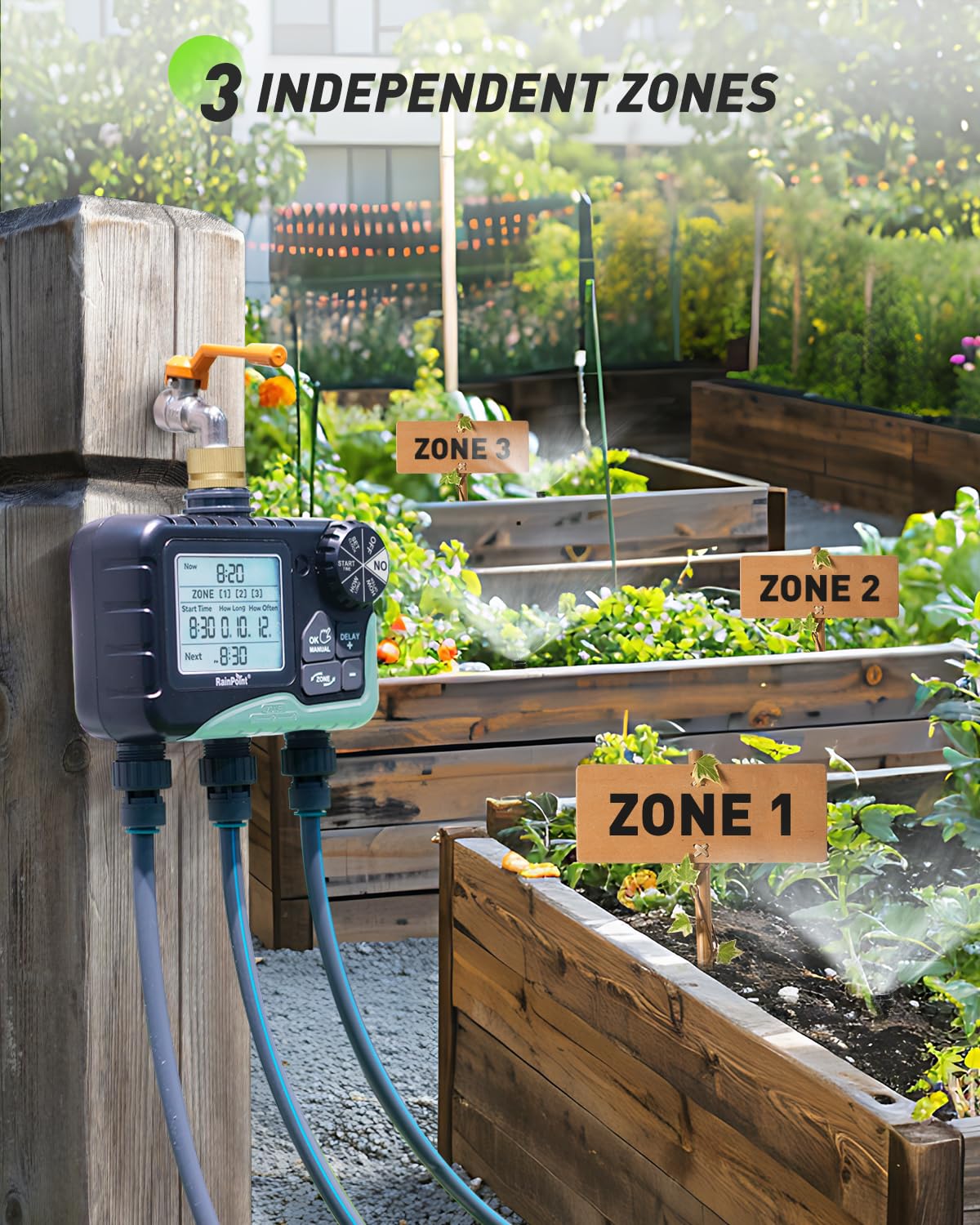 RAINPOINT large LCD display on timer for easy setup