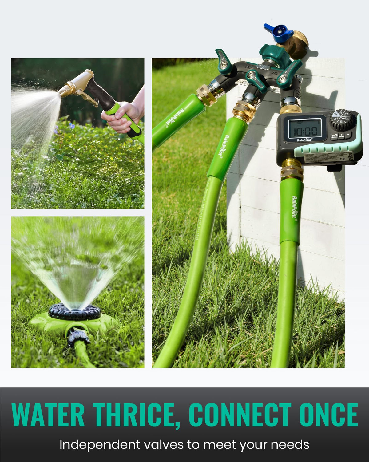 RAINPOINT leak-free brass connection reduces drips during use