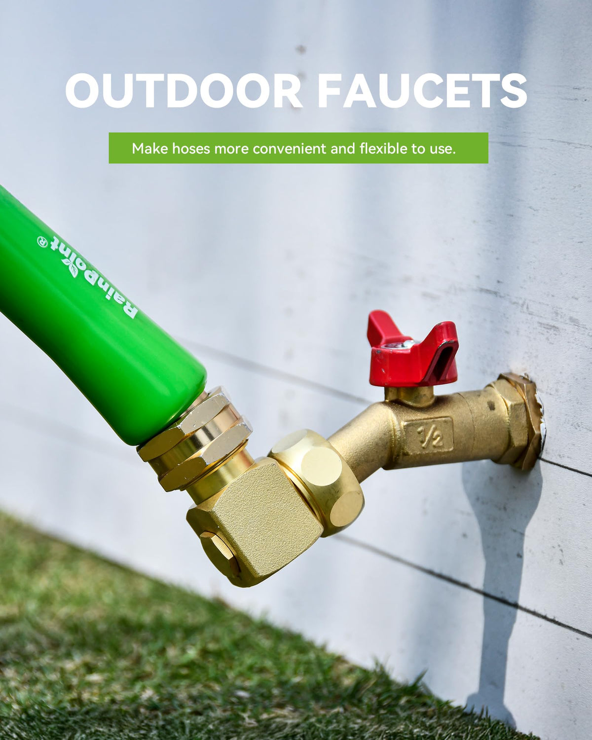 RAINPOINT brass elbow uses washers for a reliable seal and drip-free performance.