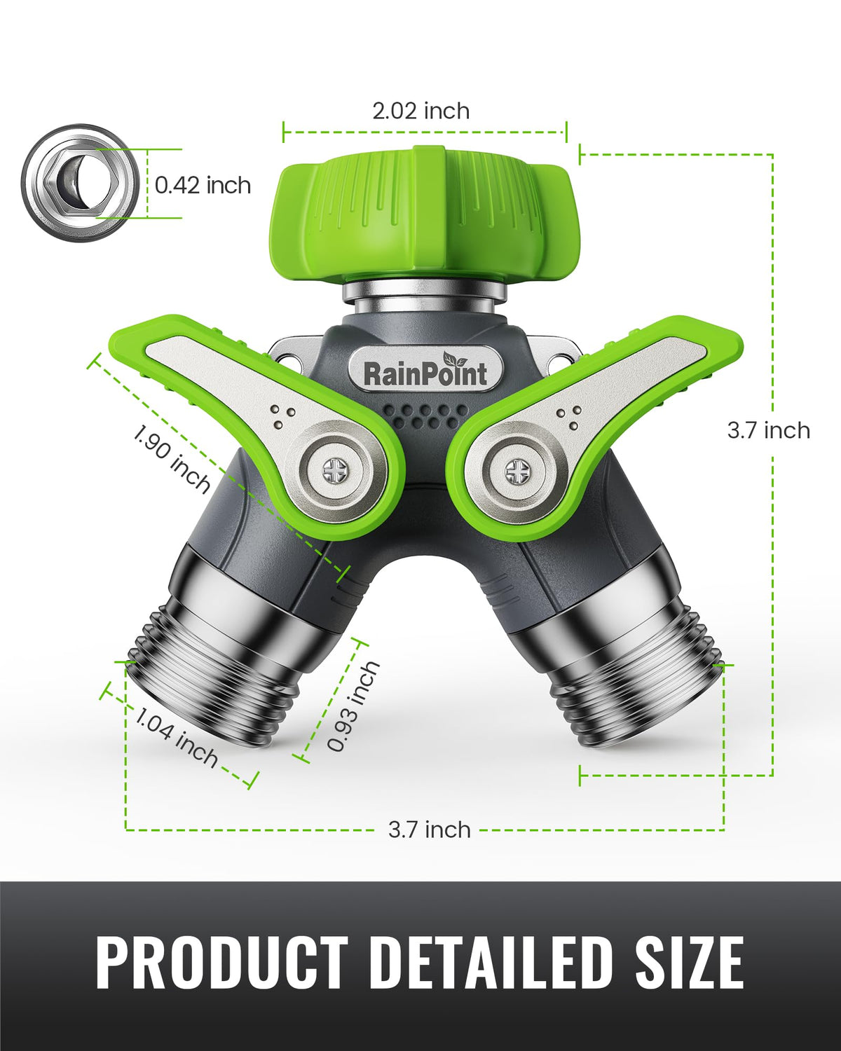 RAINPOINT leak-proof dual outlets ensure clean connections and reduced drips.