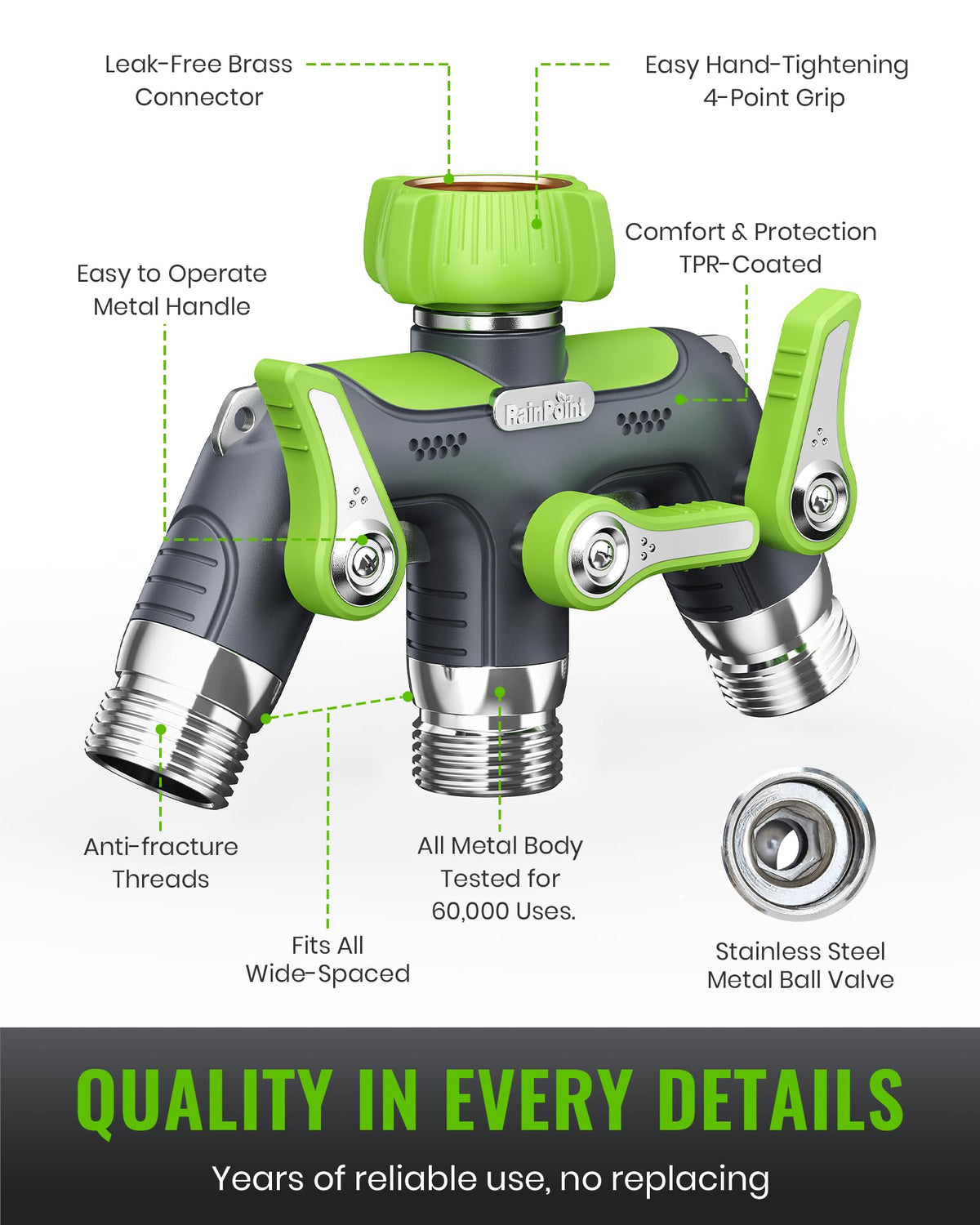 RAINPOINT metal ball valves assembly delivers long-lasting reliability.