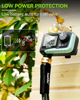 Metal filter gasket on RAINPOINT timer protects against sediment.