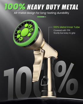 Rainpoint nozzle offers nine adjustable spray patterns for versatile watering.