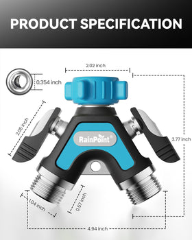 RAINPOINT outdoor water splitter provides quick setup and flexible use