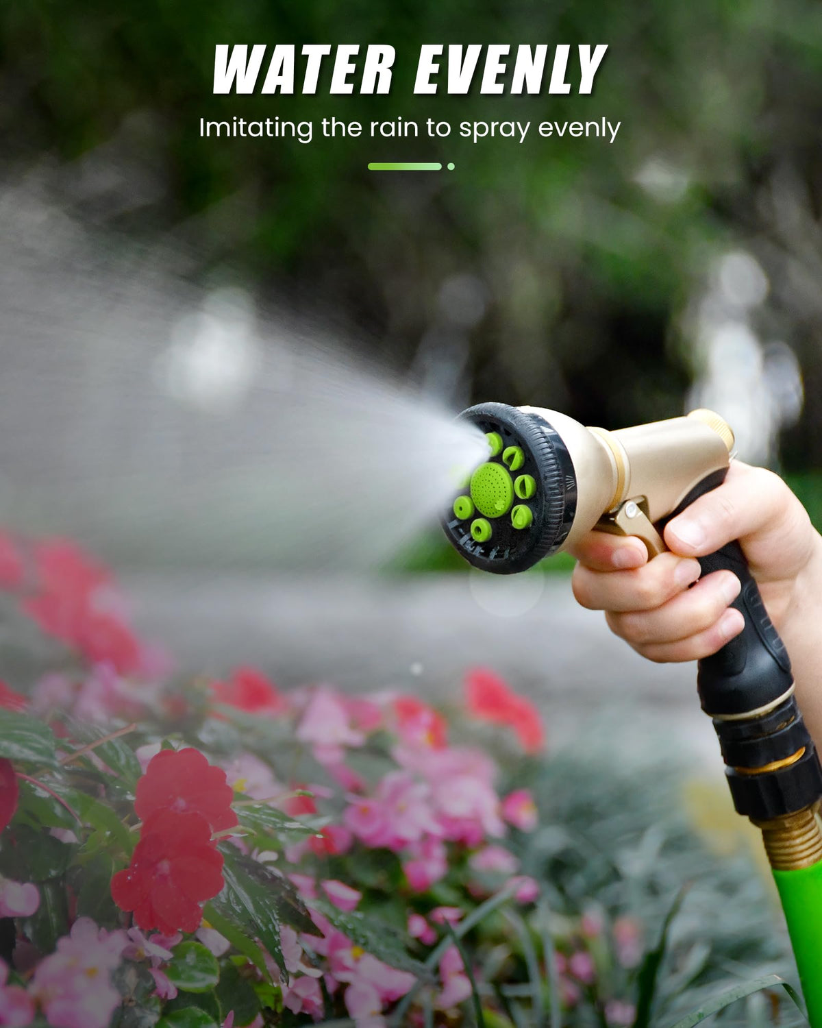RAINPOINT pet-wash friendly nozzle demonstrating gentle rinsing capability.