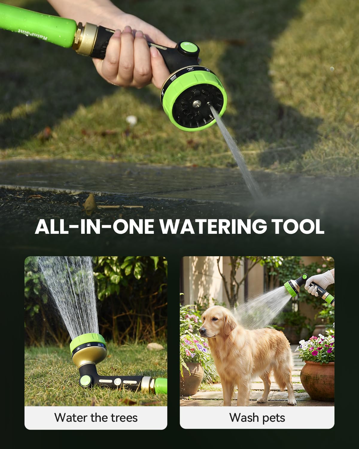 RAINPOINT shower mode delivers even watering for flowers and beds