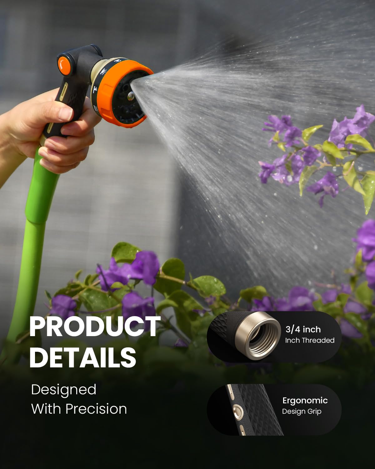 RAINPOINT shower spray for gentle plant watering and outdoor rinsing.