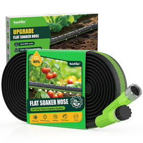 RAINPOINT soaker hose 25ft delivers even root watering for gardens.
