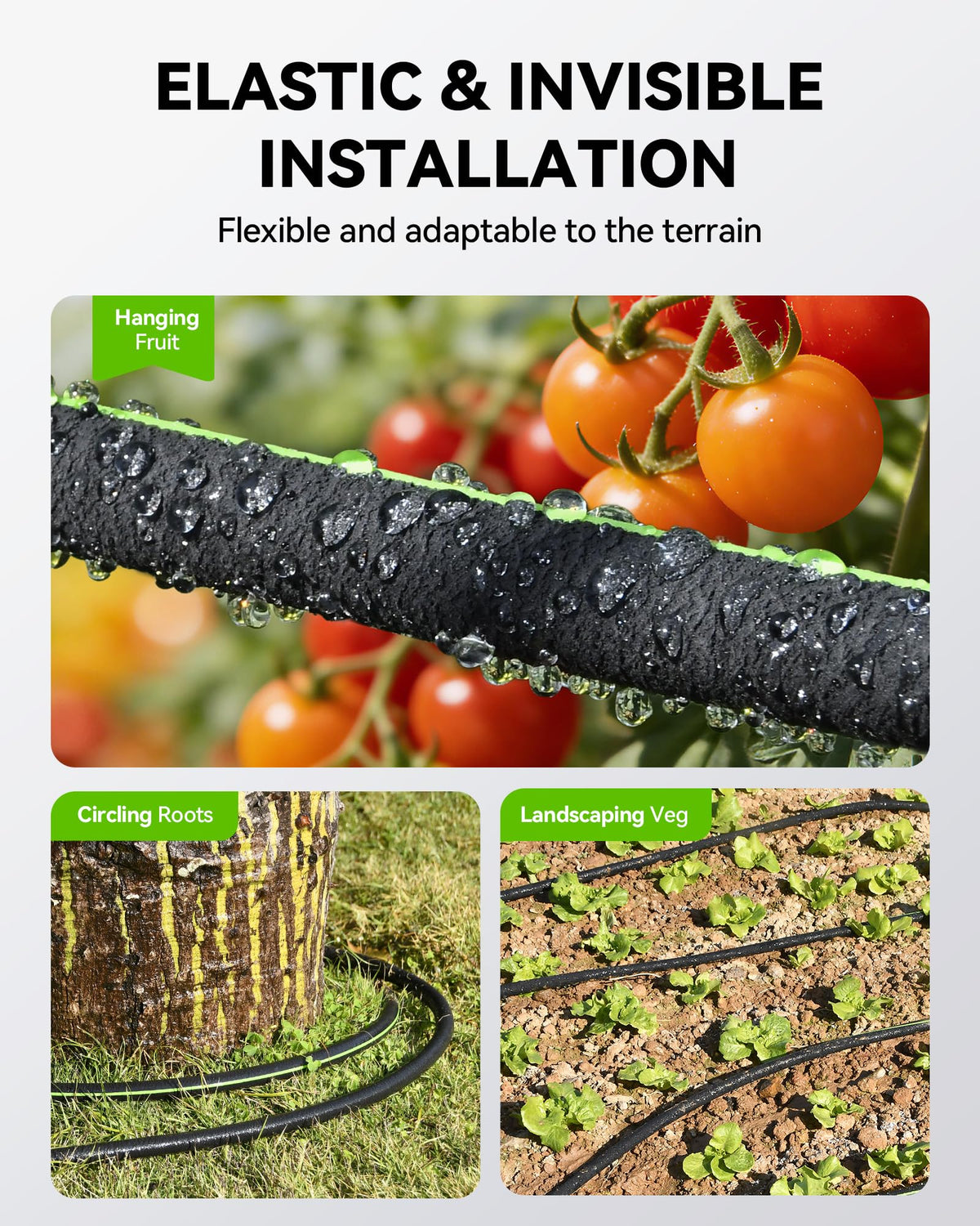 RAINPOINT 50ft soaker hose features anti-burst tube for consistent watering