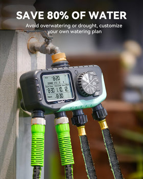 RAINPOINT 50ft hose supports DIY irrigation with timers and splitters