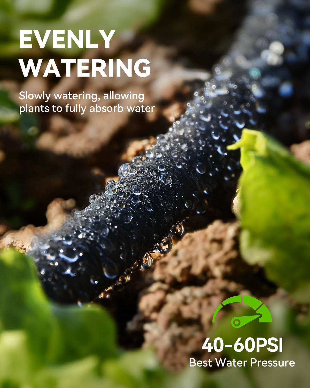 RAINPOINT 50ft hose demonstrates drip irrigation for garden beds
