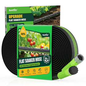 RAINPOINT Soaker Hose 50ft with flat design provides even garden watering