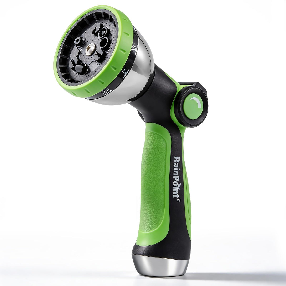 RAINPOINT thumb-control spray nozzle for easy one-handed watering.