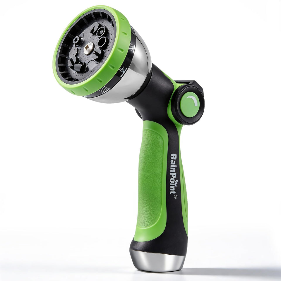 RAINPOINT thumb-control spray nozzle for easy one-handed watering.