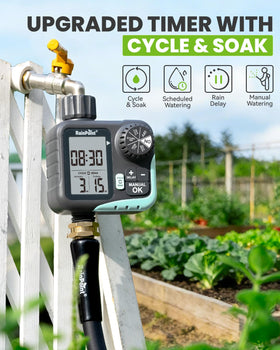 Rainpoint Sprinkler Timer 360 swivel connector enables easy installation.