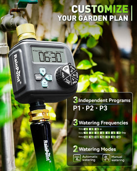 RAINPOINT brass inlet close-up highlighting sturdy connection and durability.