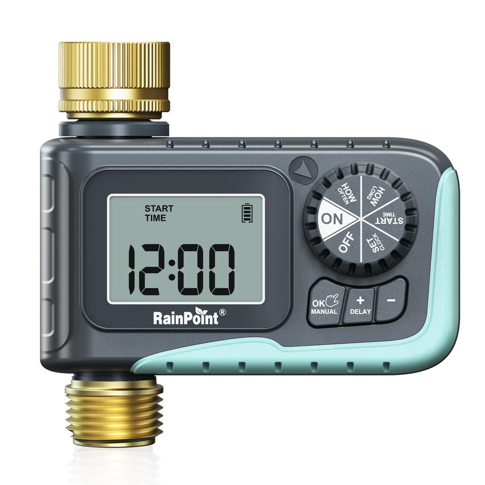 Rainpoint sprinkler timer with brass inlet and outlet for durable irrigation control