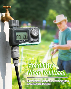 Rainpoint sprinkler timer installation provides leak proof faucet connection.
