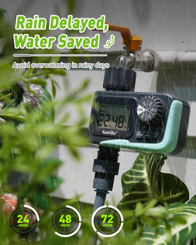 Rainpoint sprinkler timer LEDs indicate battery status at a glance.