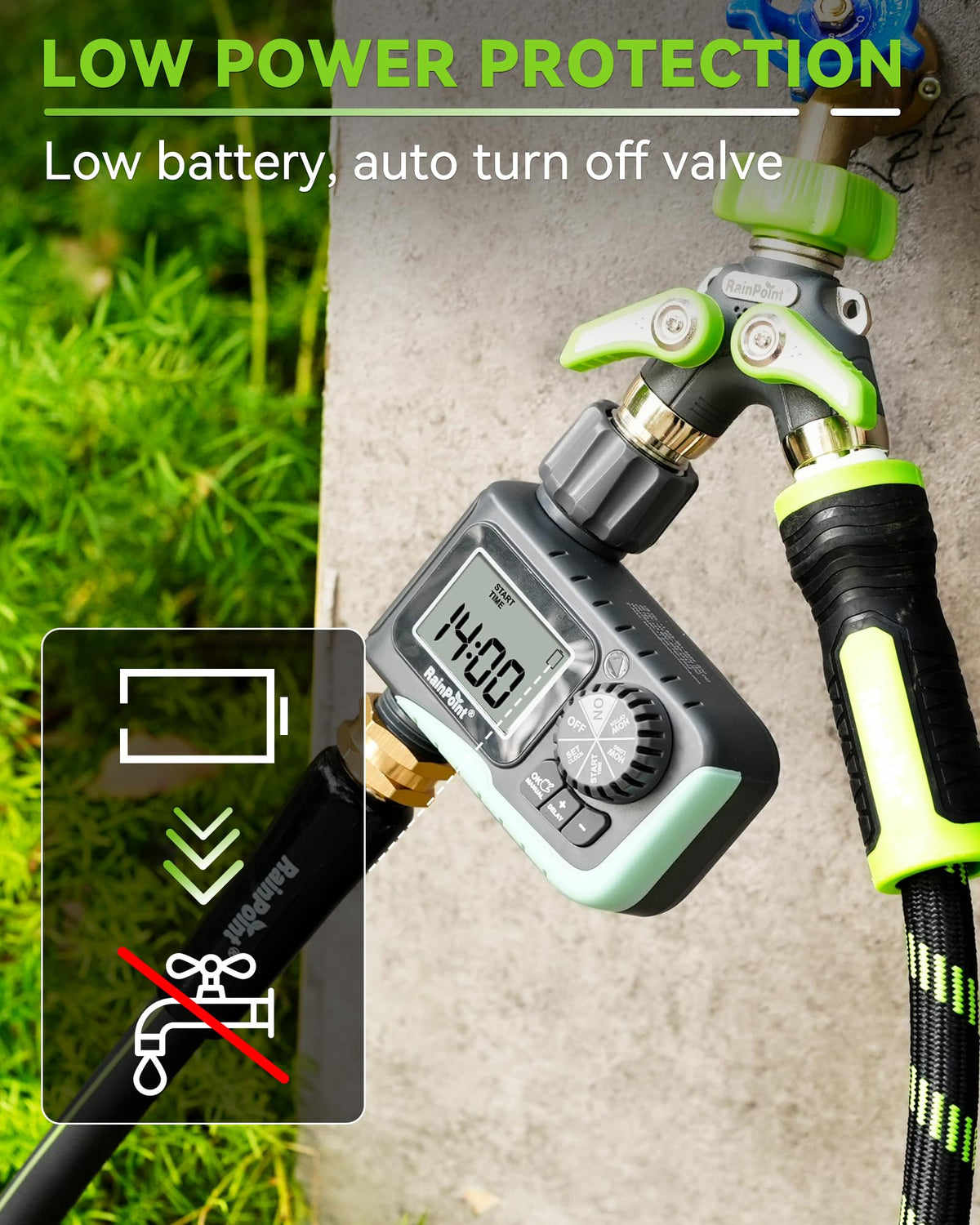 RAINPOINT Sprinkler Timer package includes timer and user manual.