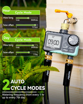 Rainpoint sprinkler timer with two zones for even lawn watering
