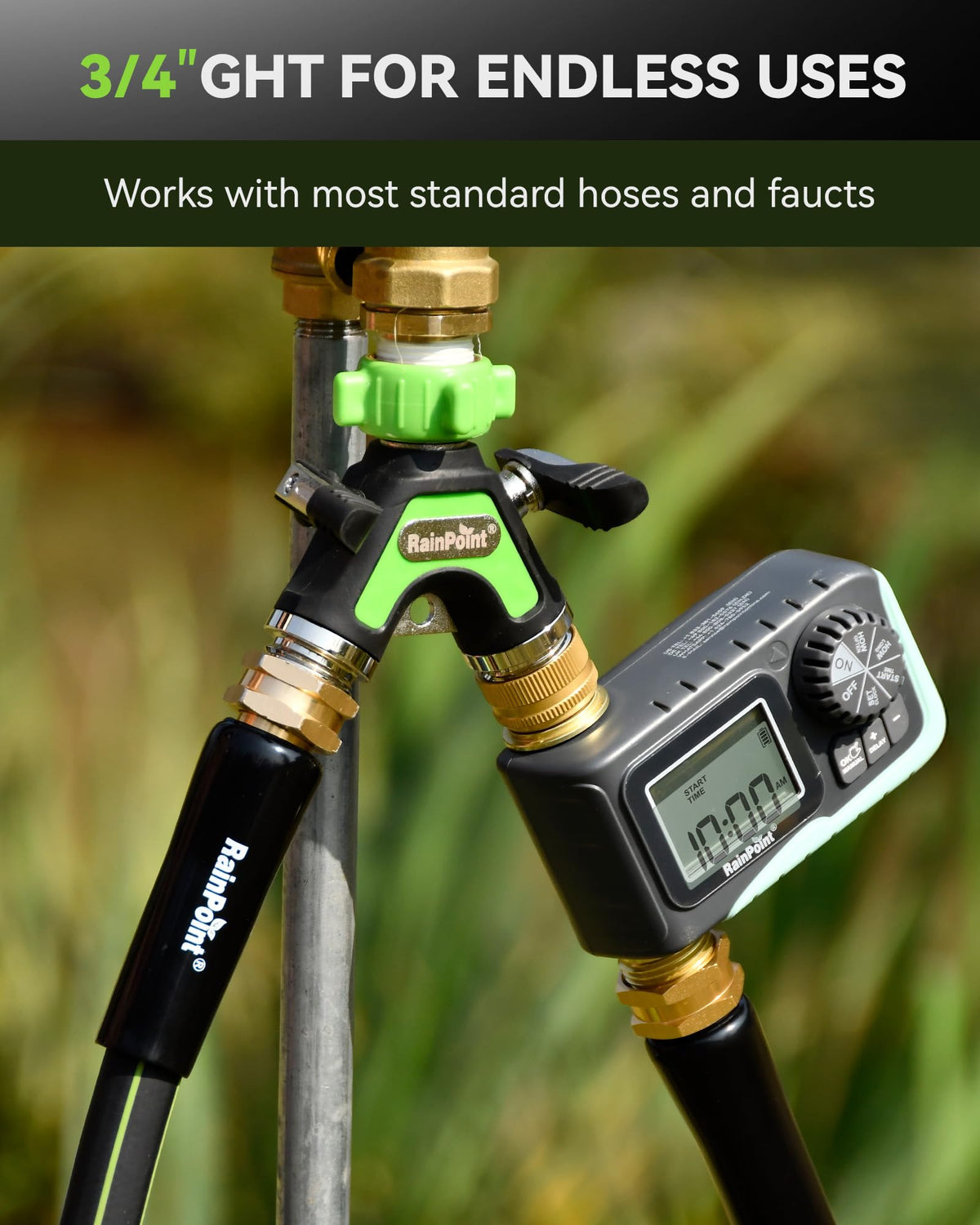 RAINPOINT stainless-steel ball valves resist wear and rust for lasting use.