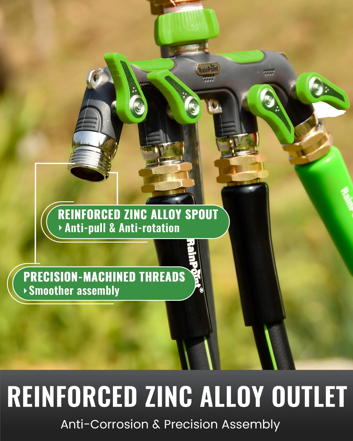 RAINPOINT three-quarter-ght-thread-standard compatibility with common hoses.