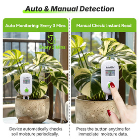 RAINPOINT Visual Gauge meter capacitive-probe highlights precise soil moisture readings