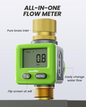 RAINPOINT flow meter screen flipped 180 degrees for easy reading