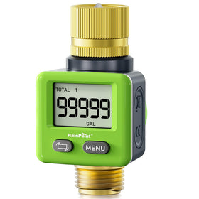 RAINPOINT water flow meter with brass inlet and outlet for outdoor durability