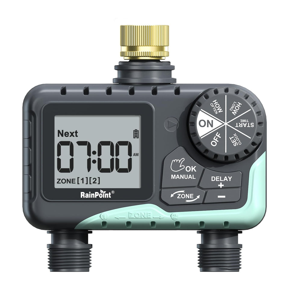 Rainpoint water timer with brass swivel for reliable irrigation