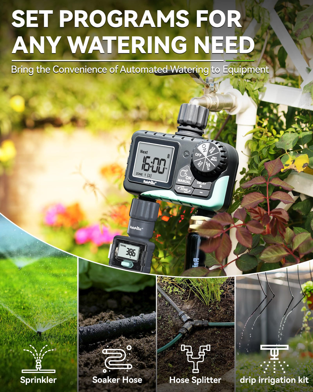 RAINPOINT faucet-compatibility-check confirms consistent fit with common outdoor fixtures.