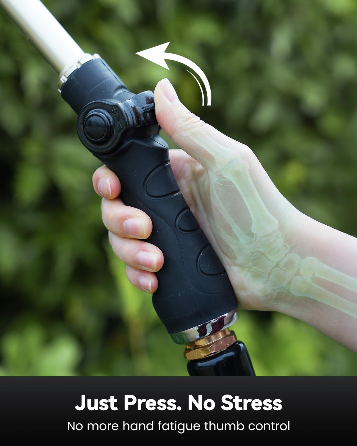 RAINPOINT watering wand gooseneck extended head enables precise reach from the ground.