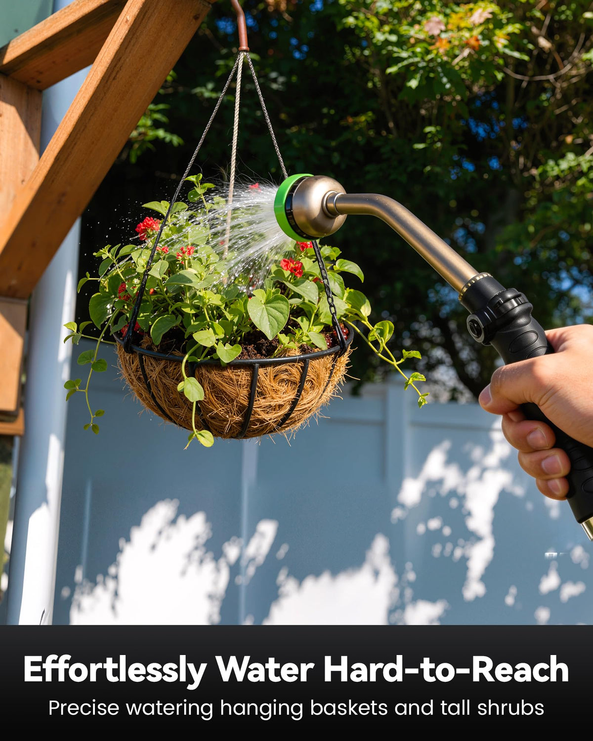RAINPOINT watering wand ergonomic thumb-control improves comfort during long sessions.