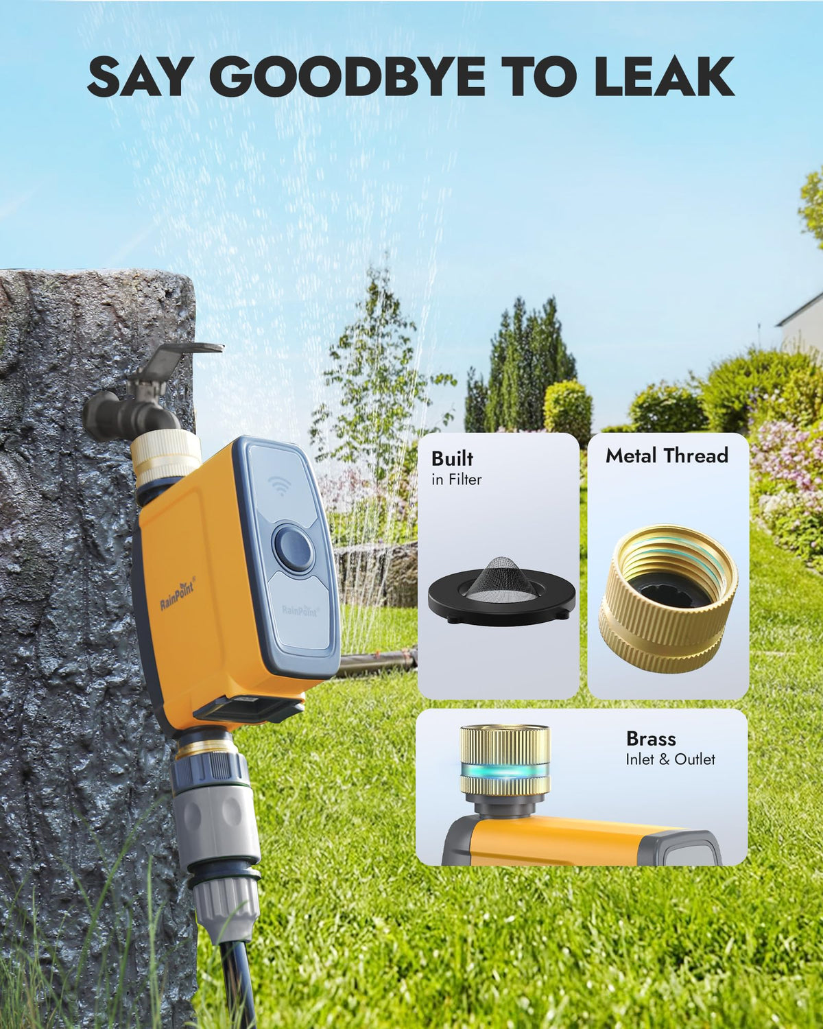 RAINPOINT app control screen enables scheduling irrigation from anywhere.