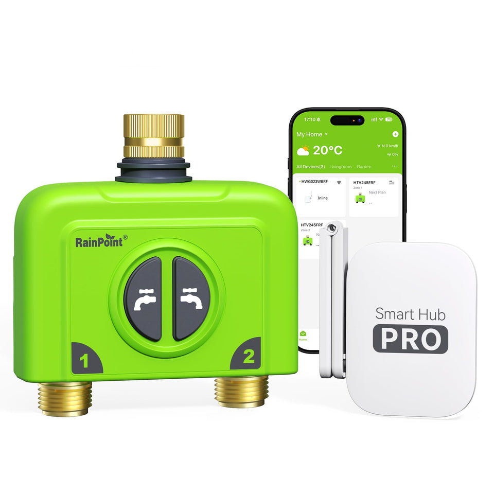 RainPoint WiFi water timer with brass inlet and outlet for reliable irrigation