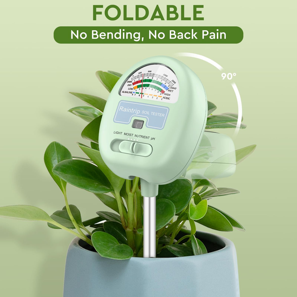 Raintrip rotating dial reading enables easy data view without bending