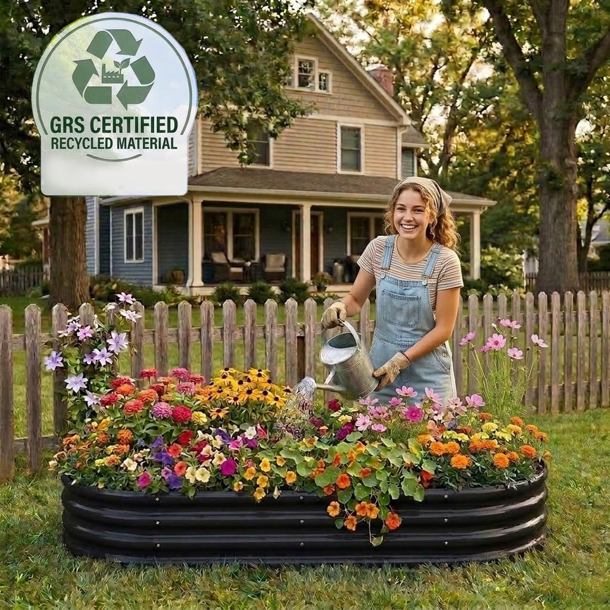 Rakukiri black finish withstands weather for year-round garden use