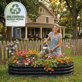 Rakukiri black finish withstands weather for year-round garden use
