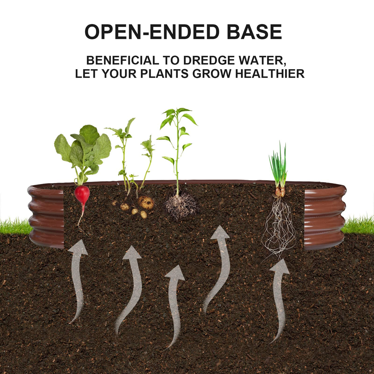 Rakukiri brown-finished garden bed blends with outdoor spaces.