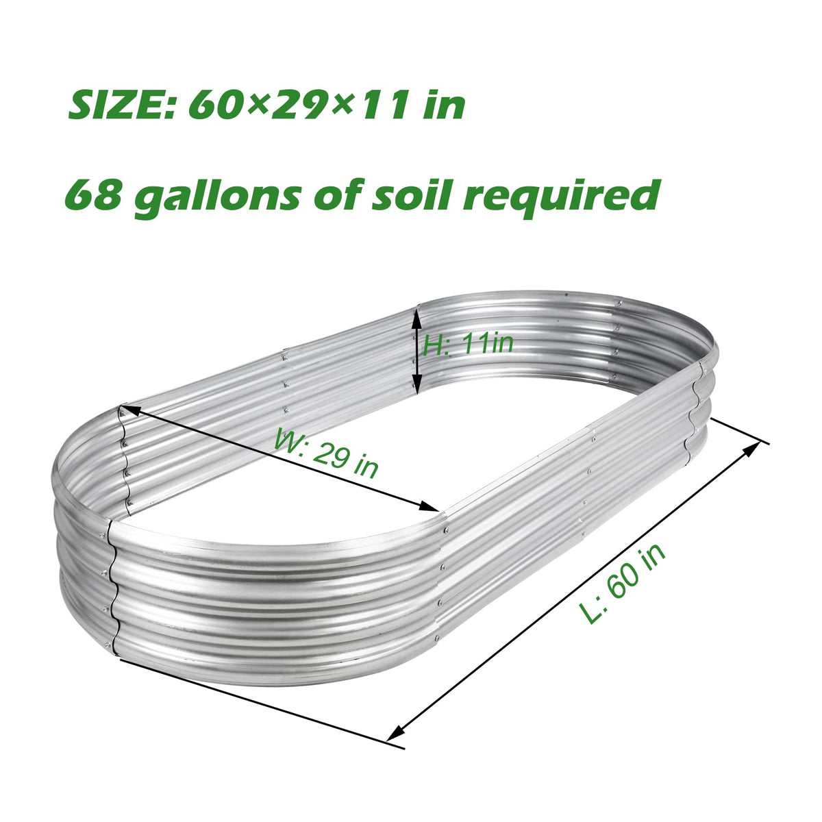 Rakukiri galvanized planter 60×29×11 inches suitable for vegetables