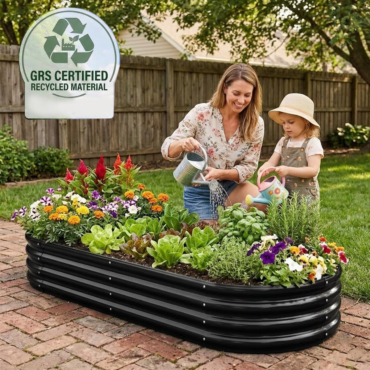 Rakukiri galvanized planter close-up showing corrosion-resistant finish for outdoor use