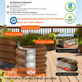 Rakukiri outdoor planters offer spacious growing area for vegetables and herbs.