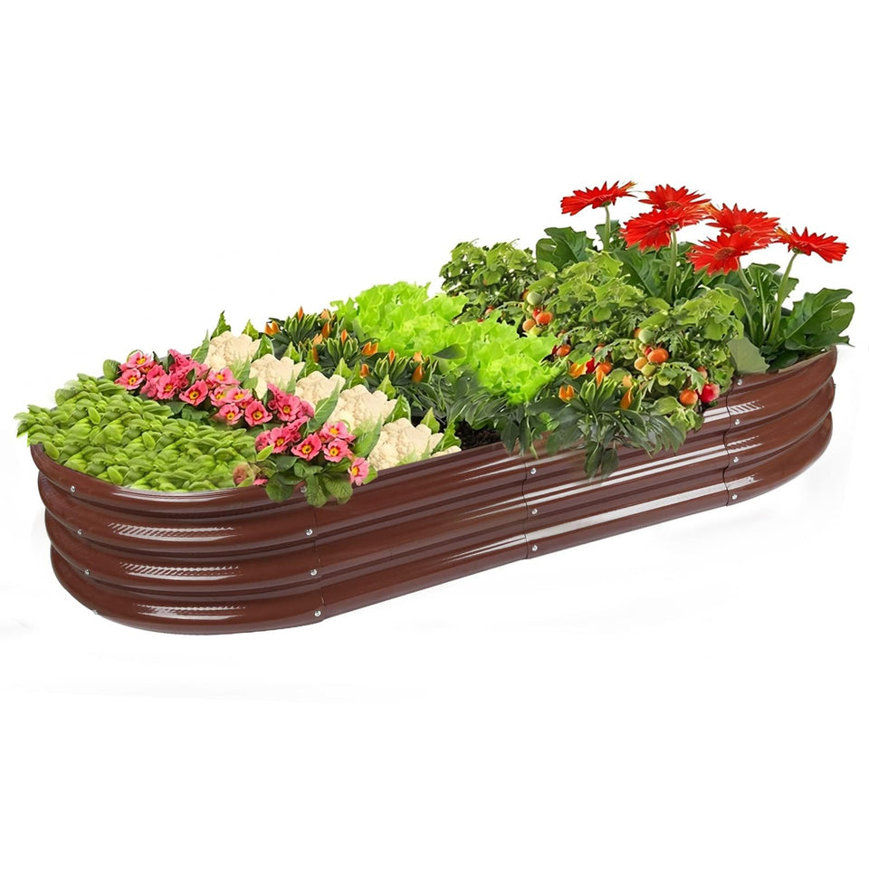 Rakukiri oval raised garden bed, 60x29 inches, sturdy for vegetables.