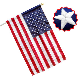 Rambon American flag 25x40 with pole sleeve for easy outdoor mounting.