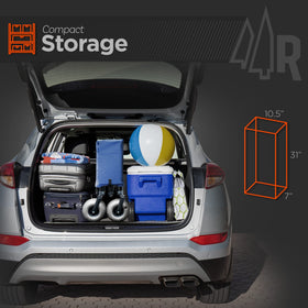 Rangland Beach Wagon folded compact storage fits into a car trunk after trips.